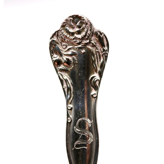 Metal Antique Watson Co. Art Nouveau Sterling Silver "Carnation" Serving Spoon, C. 1905 For Sale - Image 7 of 13
