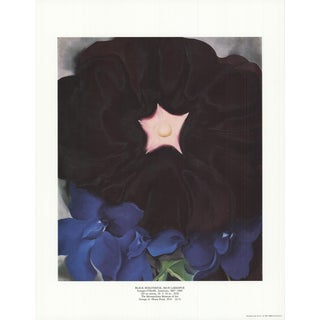 1987 Georgia O'Keeffe 'Black Hollyhock, Blue Larkspur' Modernism Black,Blue,Green Usa Offset Lithograph For Sale