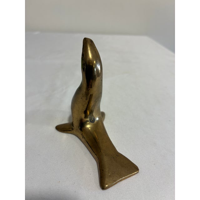 Mid-Century Modern Vintage Solid Brass Seal Figurine For Sale - Image 3 of 8
