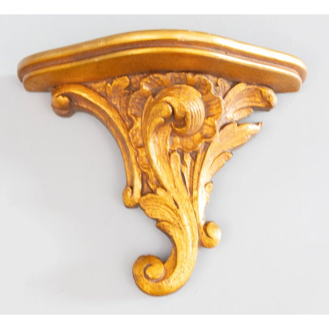 Mid 20th Century Italian Giltwood & Gesso Wall Brackets Shelves - a Pair For Sale - Image 4 of 9