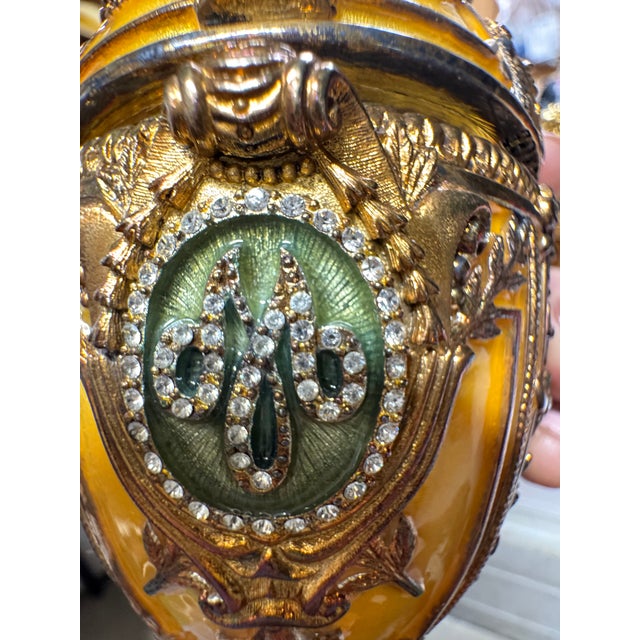 Rare Fabergé Imperial Danish Jubilee Egg Reproduction With Original Box & Papers For Sale - Image 9 of 14