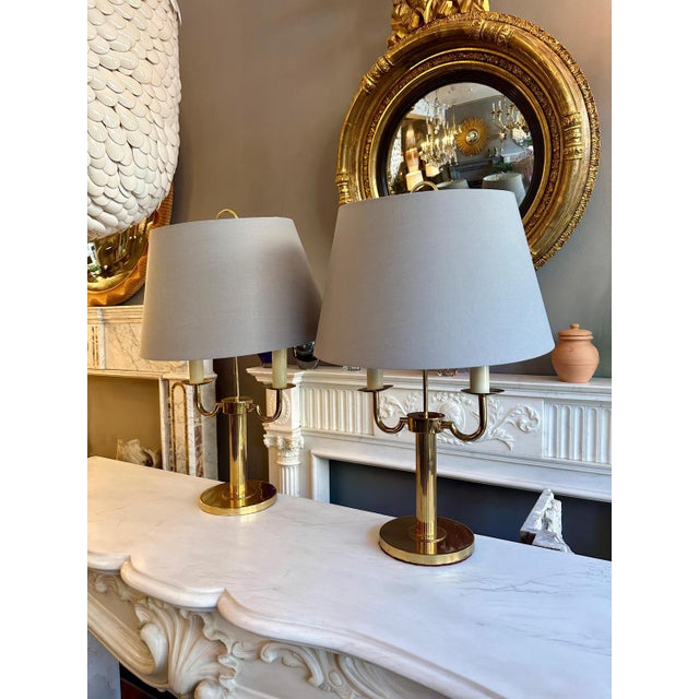 1950s French Bouliotte Gilt Brass Candle Lamps, 1950s, Set of 2 For Sale - Image 5 of 18