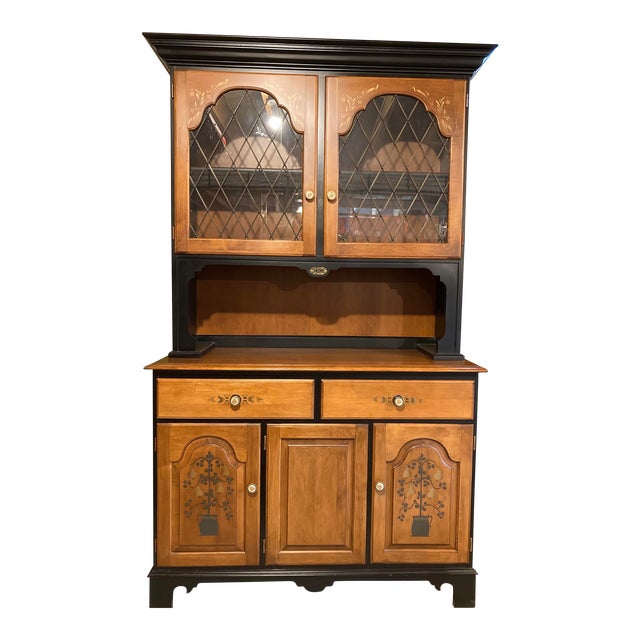 Hitchcock Early American Display Hutch With Unique Brass Door