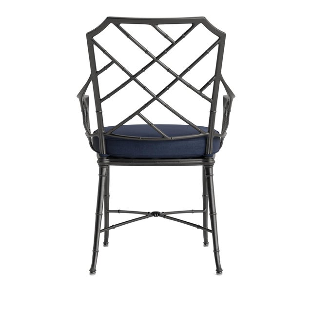 Brown Jordan Brown Jordan Calcutta Arm Chair, Textured Pewter frame with Fusion Neptune fabric For Sale - Image 4 of 11