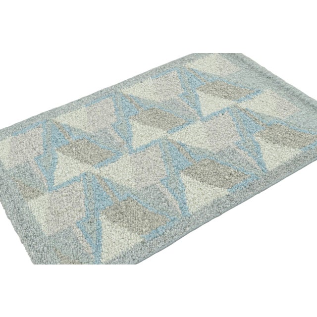 Rug & Kilim Rug & Kilim's Scandinavian Style Rug in Blue With Geometric Patterns For Sale - Image 4 of 7