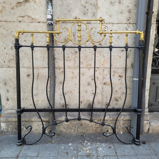 Art Nouveau Style Wrought Iron Bed Headboard, Spain, 1930s For Sale - Image 4 of 18