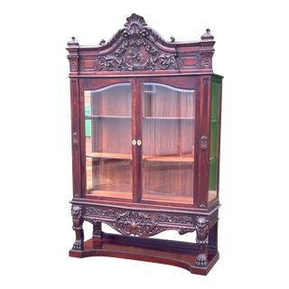 19th Century Mahogany Display Cabinet, 1880s For Sale