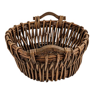 Vintage Handmade Willow Wicker "Foraging" Basket For Sale