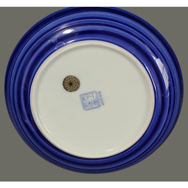 Blue Vintage Japanese Blue & White Plate Marked For Sale - Image 8 of 9