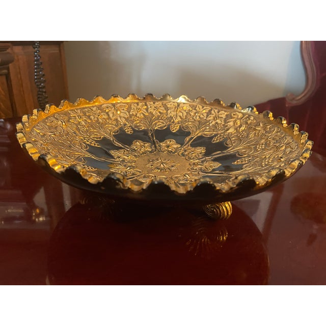 Antique Northwood Verre d’Or Amethyst Carnival Glass Footed Bowl – Grape & Cable Pattern – 10.5” A stunning early 20th-...