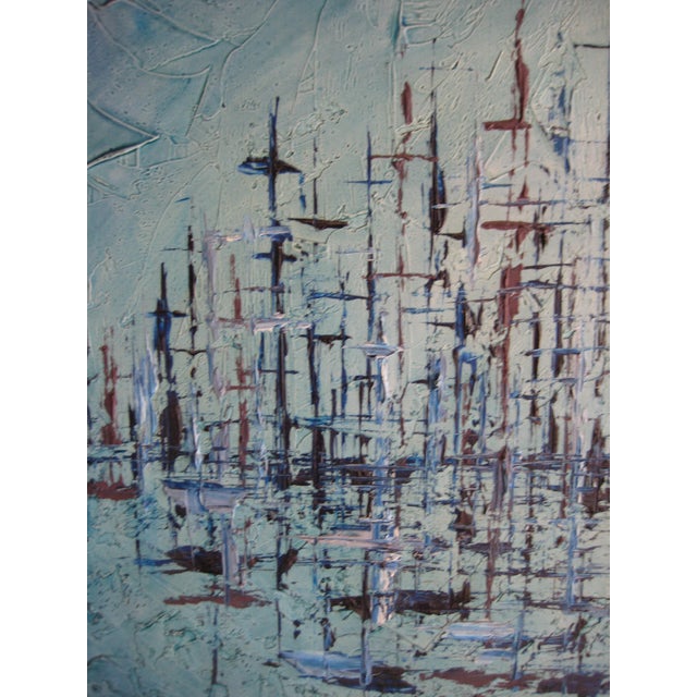 Plastic Mid Century Abstract Acrylic Painting For Sale - Image 7 of 10