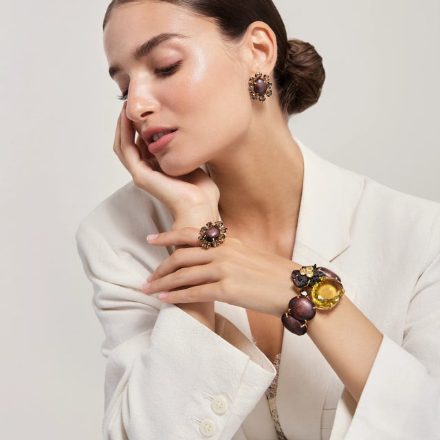 Contemporary Allegra Large Studs, Brown, Pierced For Sale - Image 3 of 4