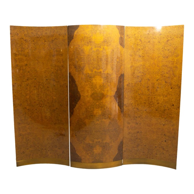 Milo Baughman Style Mid Century Burlwood Room Divider For Sale