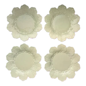 Late 20th Century Sage Green Bordallo Pinheiro Geranium Leaf Plates- Set of 4