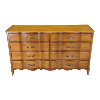 Mid 20th Century Mid Century Burns Case Goods French Provincial Walnut Double Dresser Chest For Sale