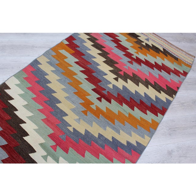 Textile Pastel Coloured Vintage Anatolian Kilim Rug Runner - 40"x149" For Sale - Image 7 of 12