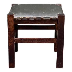 Early 20th Century Antique Barber Bros Chair Company Tiger Oak Footstool, Grand Rapids Michigan