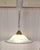 Tan Vintage Height-Adjustable Pendant Lamp with Matte Patterned Glass Shade on Beechwood Mount from H & H, 1980s For Sale - Image 8 of 8