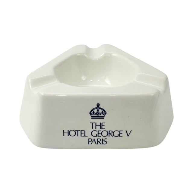 Ceramic Vintage George v Hotel Paris France White Ceramic Ashtray For Sale - Image 7 of 7