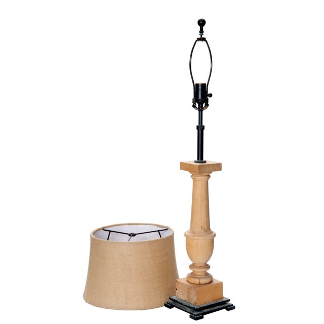 Early 20th Century Extendable Wood Column Table Lamp For Sale - Image 4 of 8