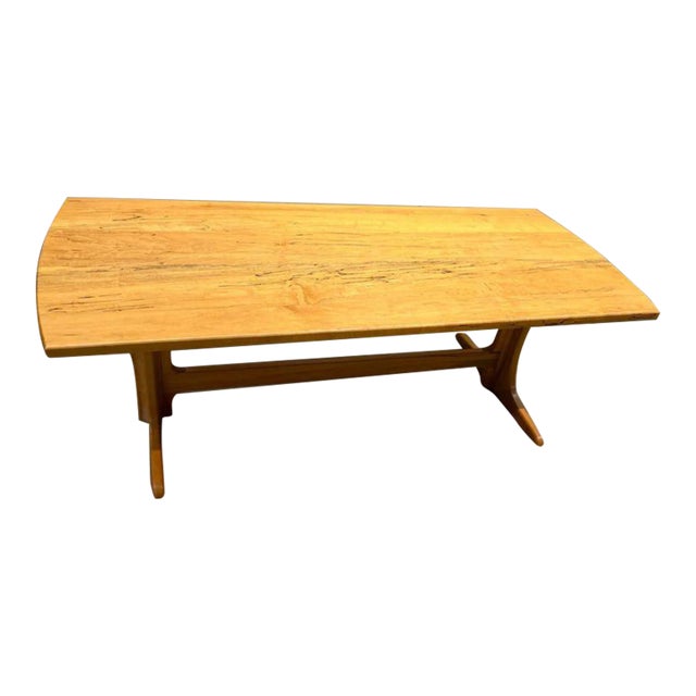 Mid Century Modern Trestle Base Style Solid Maple Bench or Coffee Table. For Sale