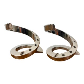 Vintage MCM Chrome Spiral Candle Holders - Pair For Sale