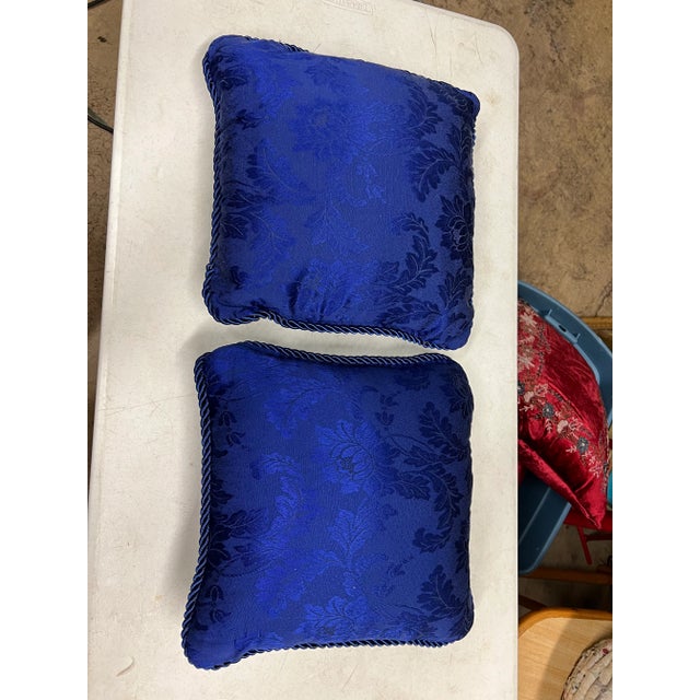 Vintage Blue Pillows -Pair For Sale - Image 4 of 4