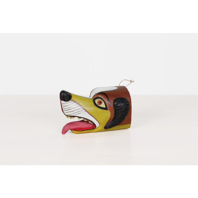 Mid 20th Century Mexican Folk Art Carved Wood Dog Mask For Sale - Image 10 of 13