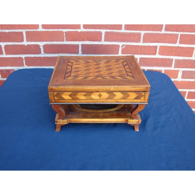 Italian 19th Century Italian Marquetry Necessaire Sewing Shaving Travel Box For Sale - Image 3 of 12