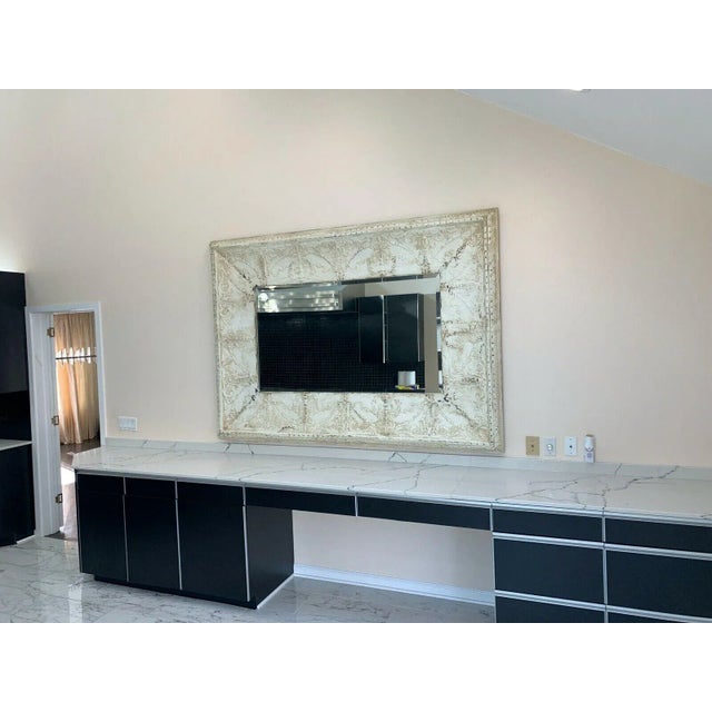 Vintage Transitional Stamped Tin Mirror For Sale - Image 4 of 13