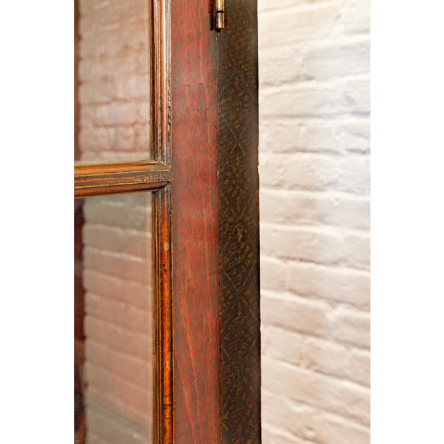 Asian Dutch Colonial Antique Lacquered Wood Cabinet with Glass Doors and Cabriole Legs For Sale - Image 3 of 13