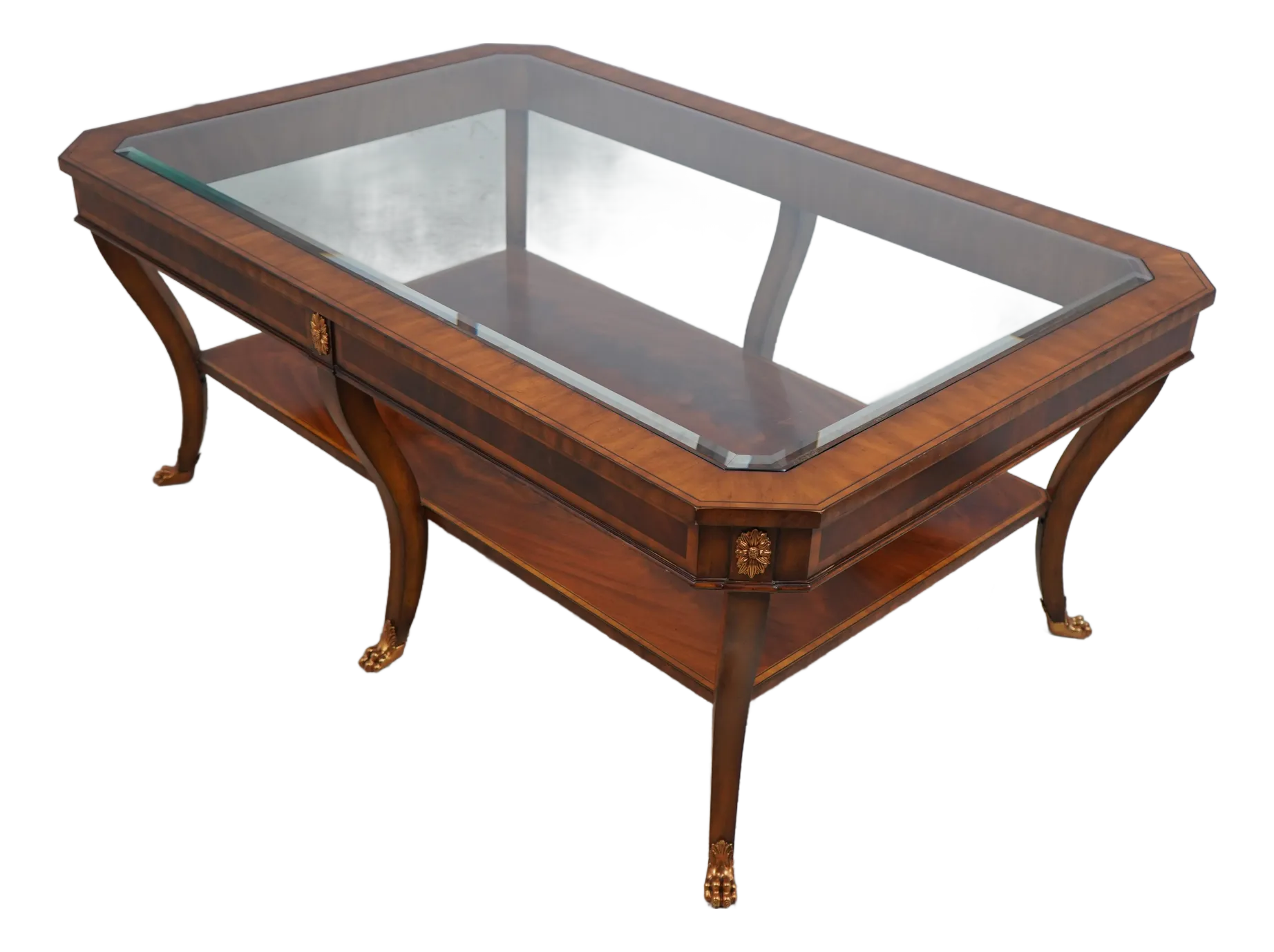 MAITLAND SMITH ブック型テーブル　ローテーブル　ガラステーブル Maitland Smith Empire Style Glass Top Coffee Table | Chairish