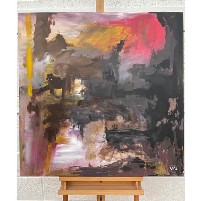 Black Yellow & Red Abstract Expressionist Art by Contemporary British Angela Wakefield Artist 2022 For Sale - Image 11 of 17