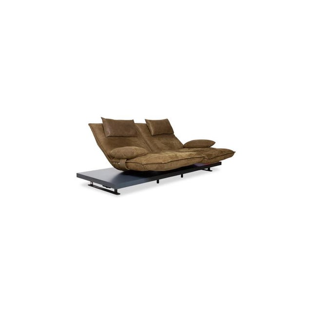 Free Motion Epos Leather Two-Seater Olive Green Mustard Electric Function Sofa from Koinor For Sale - Image 6 of 18