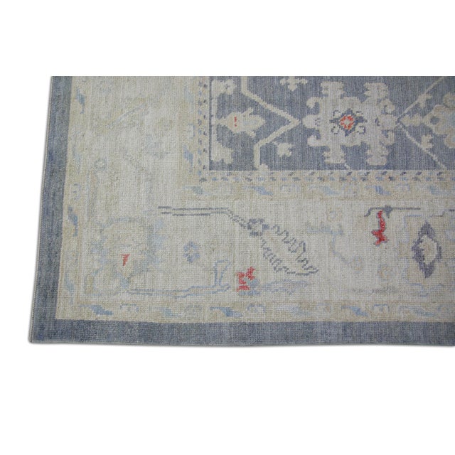 Turkish Oushak Rug Charcoal Gray & Ivory Handwoven Wool Rug 9'2" X 12' For Sale - Image 4 of 8
