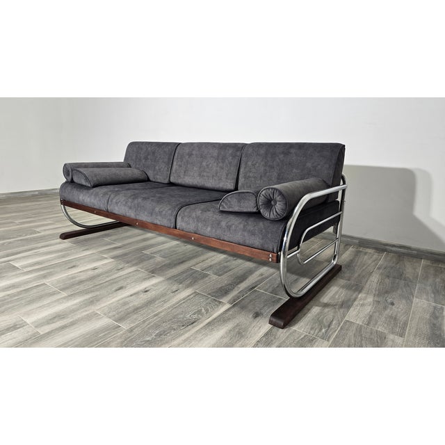 Bauhaus Chrome Sofa by Robert Slezak for Slezak Factories, 1930s For Sale - Image 14 of 14