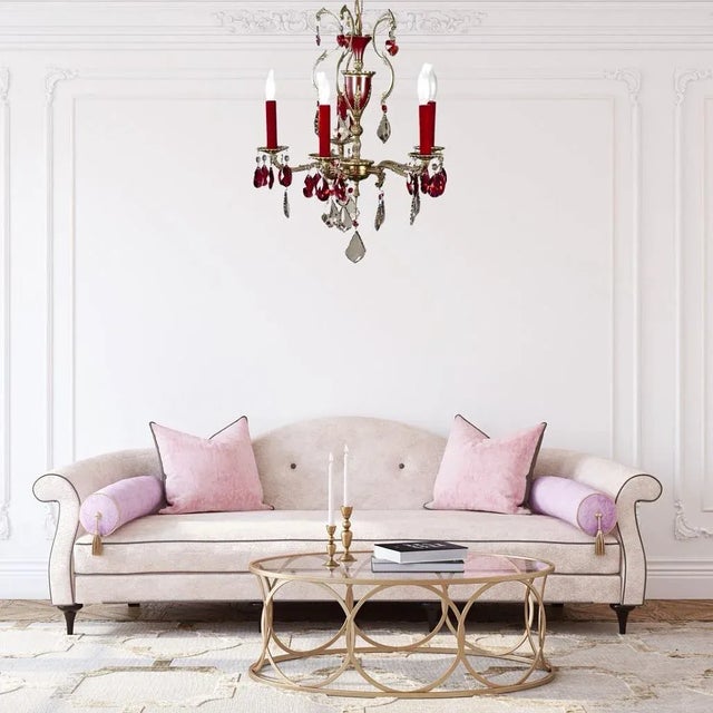 Spanish Vintage Spanish Brass Strass Swarovski Crystal 5 Light One of a Kind Chandelier by Nyc Designer Karen Curtis For Sale - Image 3 of 10