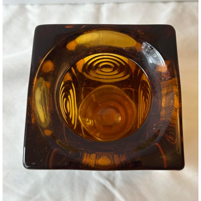 Mid 20th Century Mid 20th Century Viking Glass Company Amber Glass Bullseye Cube For Sale - Image 5 of 5