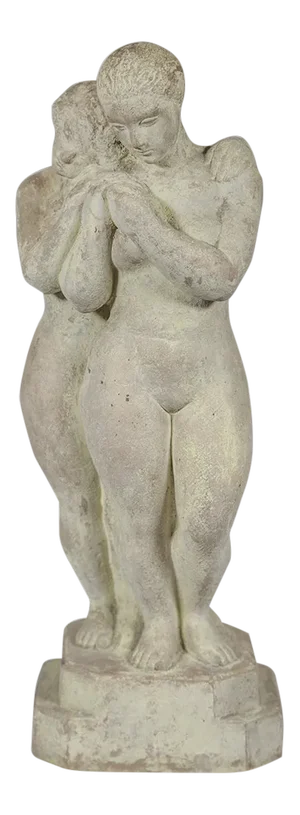 American School Sculpture “young Lovers” Circa 1930