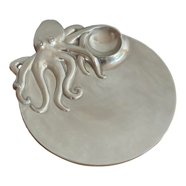 1990s Nautical Mariposa Octopus Serving Platter For Sale