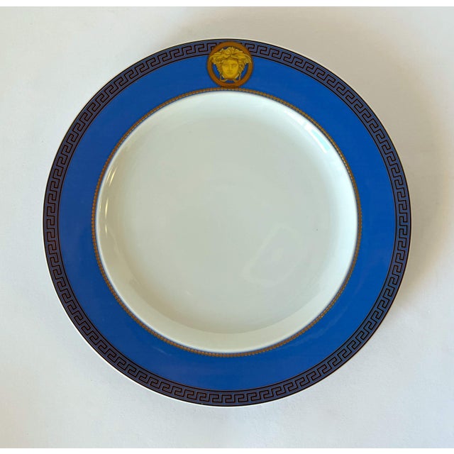 Versace for Rosenthal round barocco themed porcelain plate in blue and orange colors / Made in Germany Original label on...