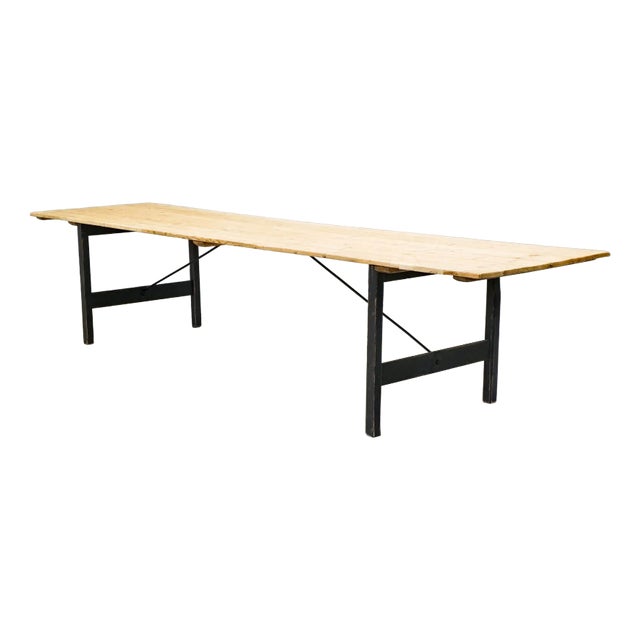 Large Pine Trestle Table For Sale