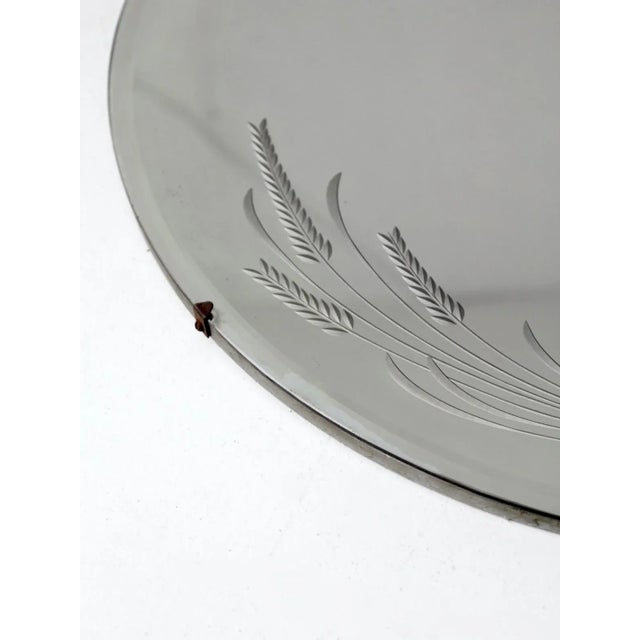 Art Deco Antique Round Etched Mirror For Sale - Image 3 of 13