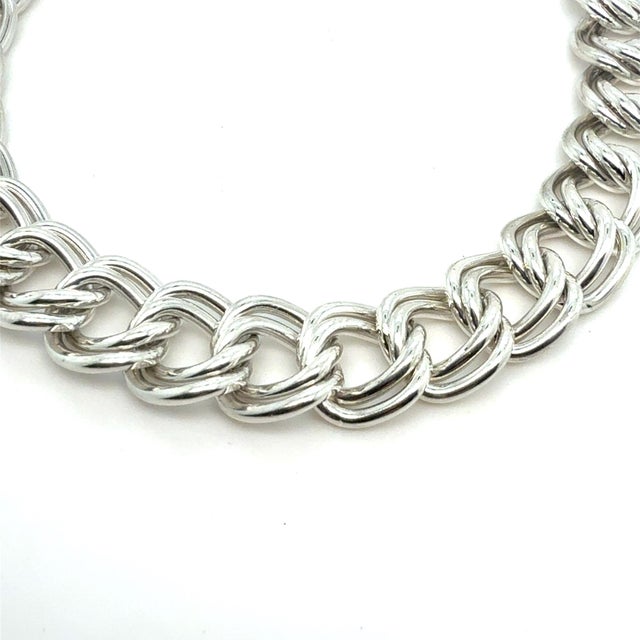 1990s Tiffany & Co Estate Double Chain Bracelet 7.5" Sterling Silver For Sale - Image 4 of 8