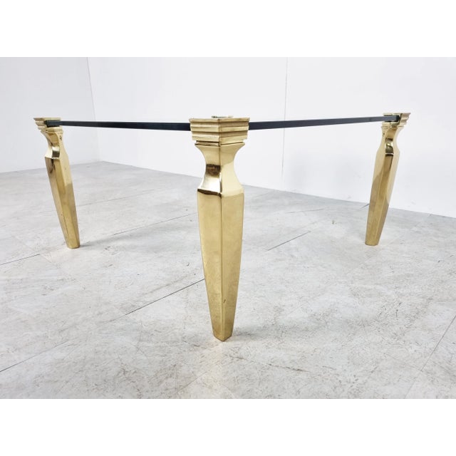 Brass and Glass Coffee Table, 1970s For Sale - Image 6 of 9