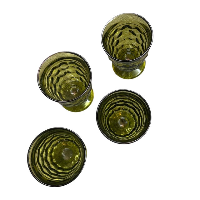 Mid-Century Modern Mid 20th Century Indiana Whitehall Colony Alvacado Green Drinking Glasses- Set of 4 For Sale - Image 3 of 5