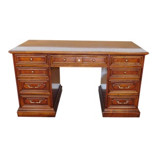 1980s National Mt Airy Double Pedestal Kneehole Desk For Sale