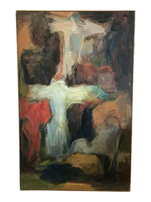 Mid 20th Century Abstract Expressionist Oil Painting Molly Schiff, Framed