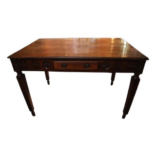 Ornate 19th Century French Library Table With Brass Hardware For Sale