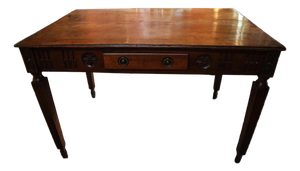 Ornate 19th Century French Library Table With Brass Hardware